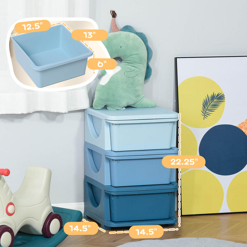 Qaba 3 Tier Kids Storage Unit, - Kids Toys Drawers ulasan dan harga