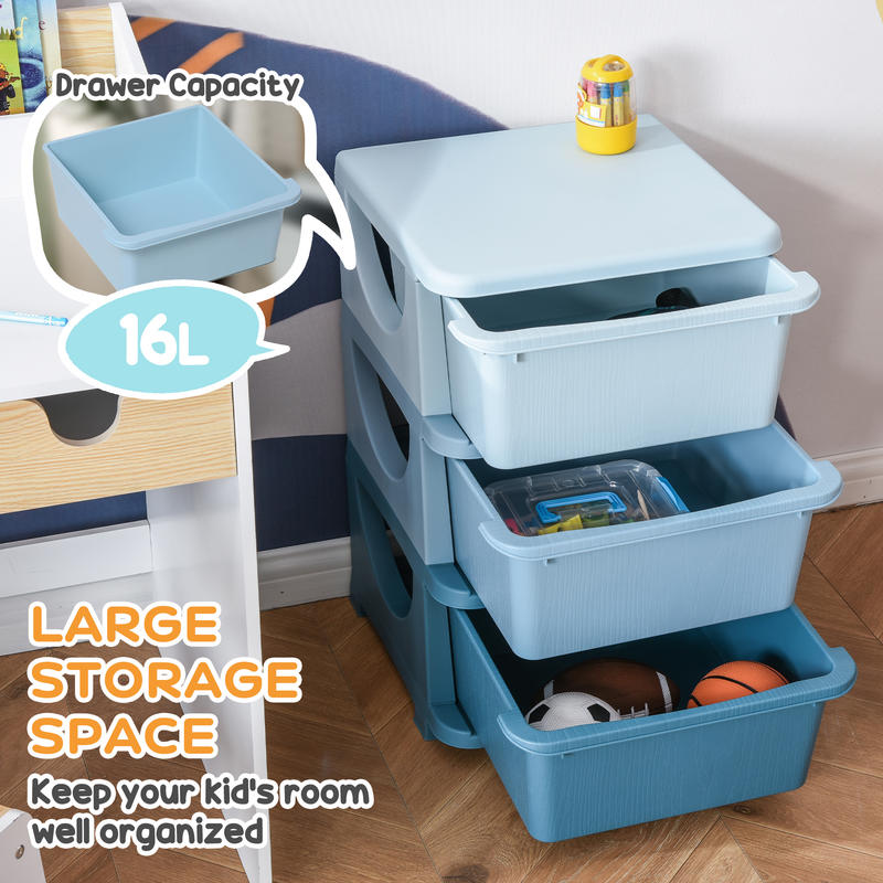 Qaba 3 Tier Kids Storage Unit, - Kids Toys Drawers ulasan dan harga