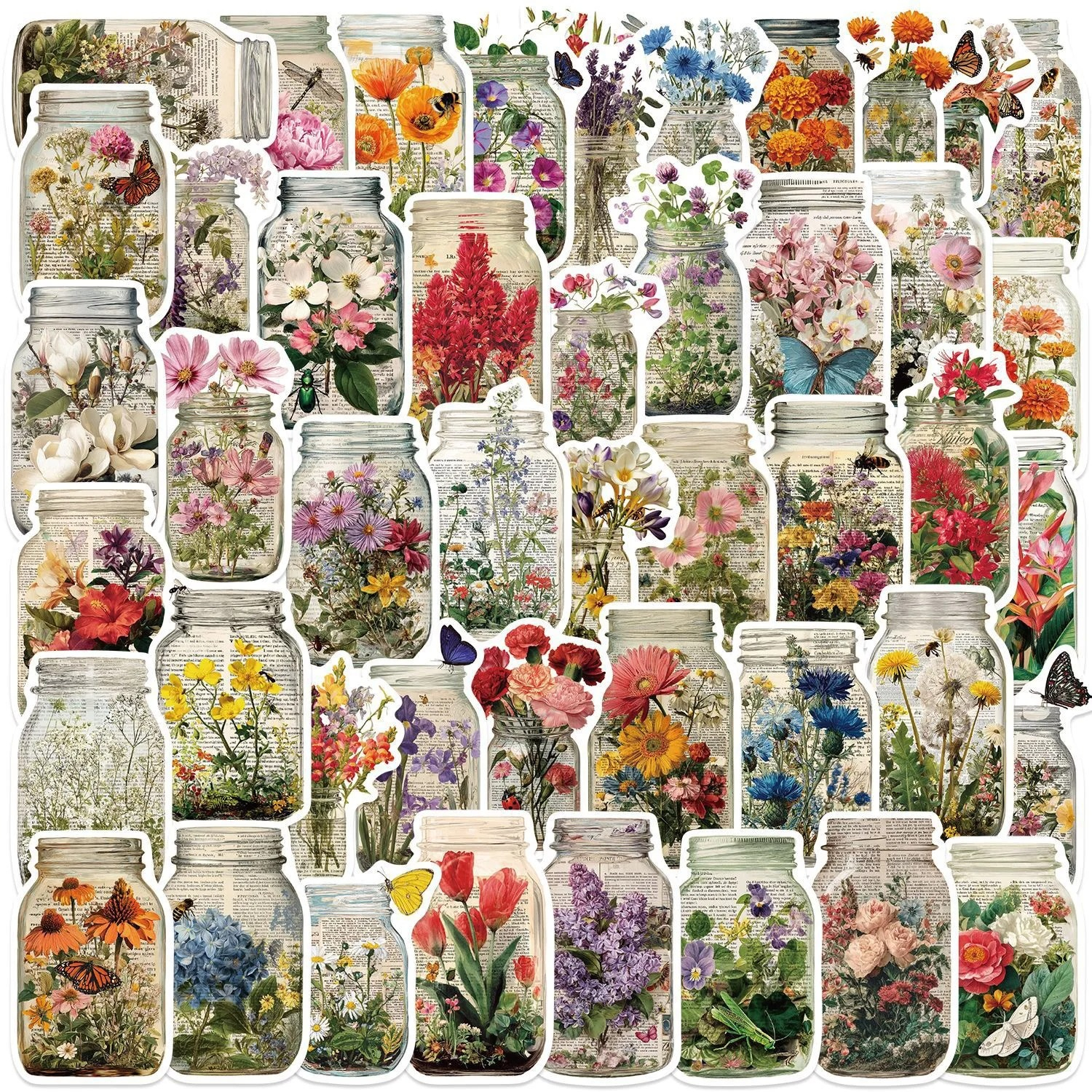 50pcs Vintage Bottle Flower St - Kids Toys Vintage ulasan dan harga