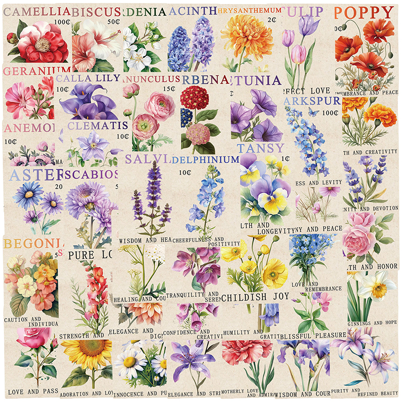 50PCS Vintage Flower Postage S - Kids Toys Vintage ulasan dan harga