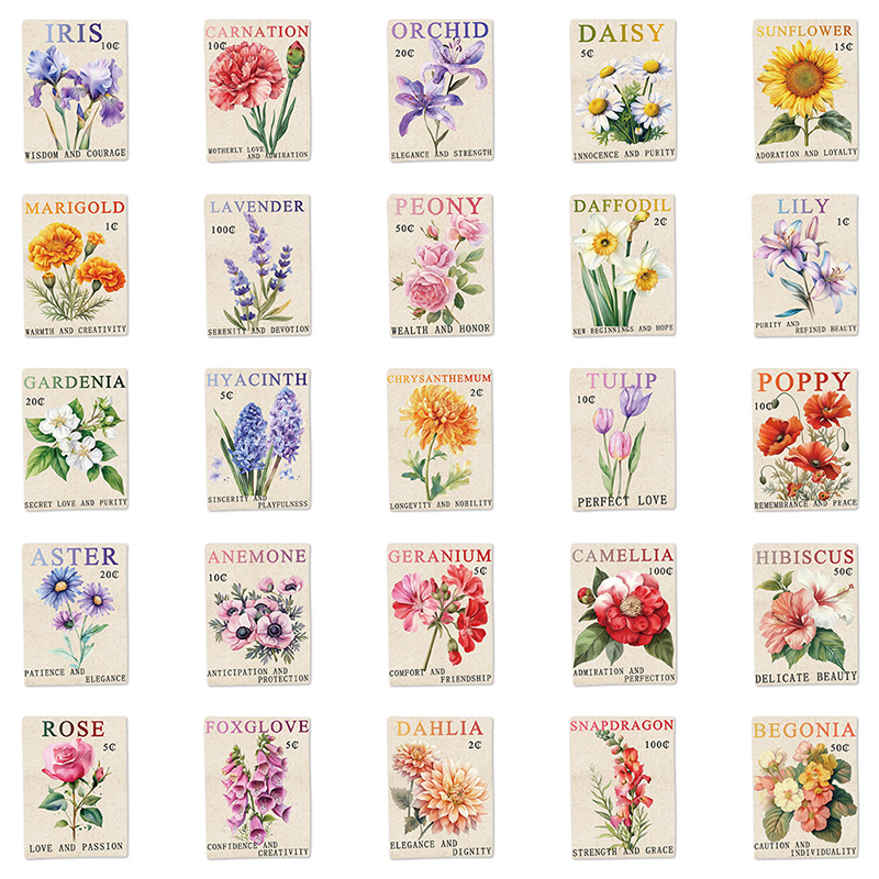 50PCS Vintage Flower Postage S - Kids Toys Vintage ulasan dan harga
