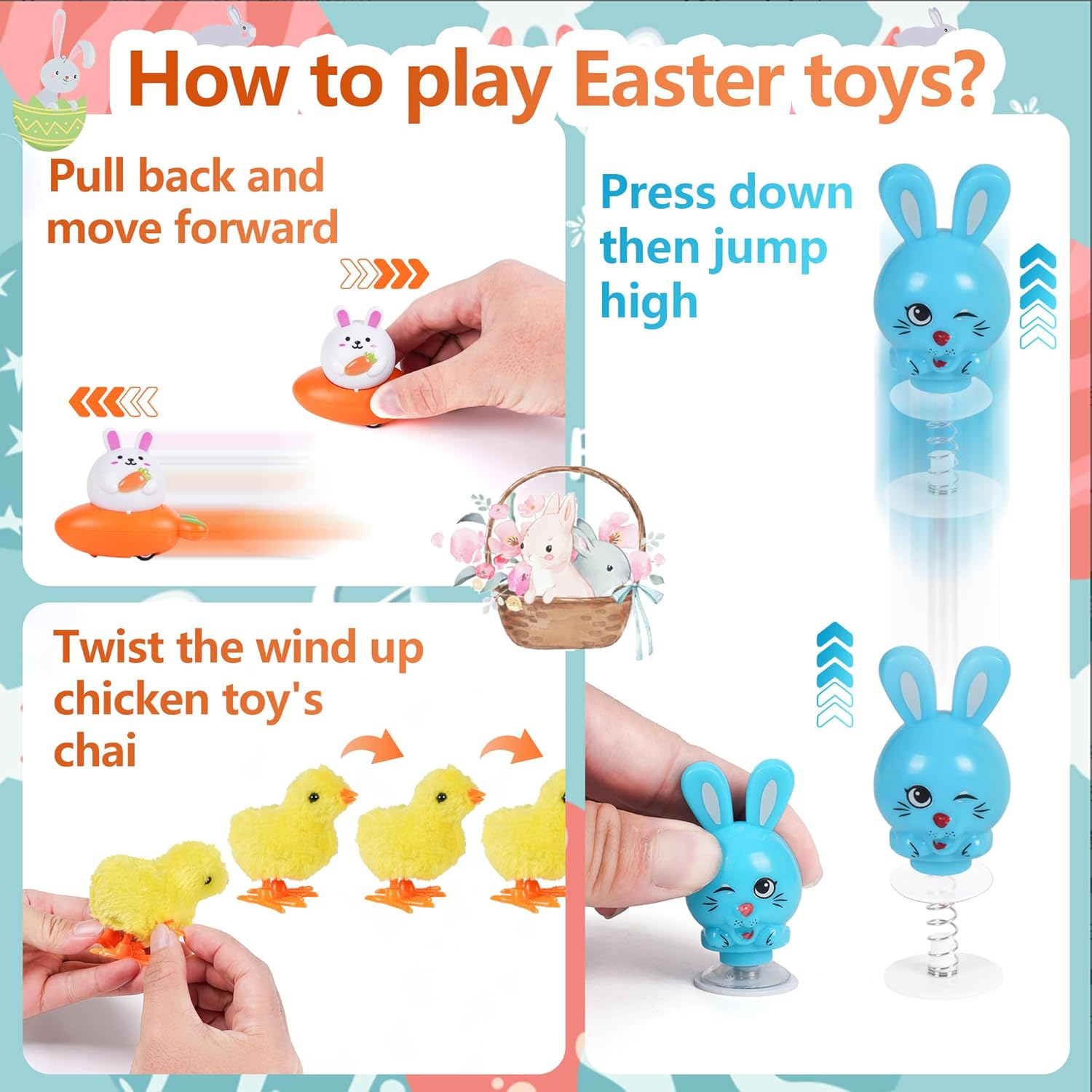 24 PCS Easter Jumping Popper a - Kids Toys Jumping Poppers ulasan dan harga