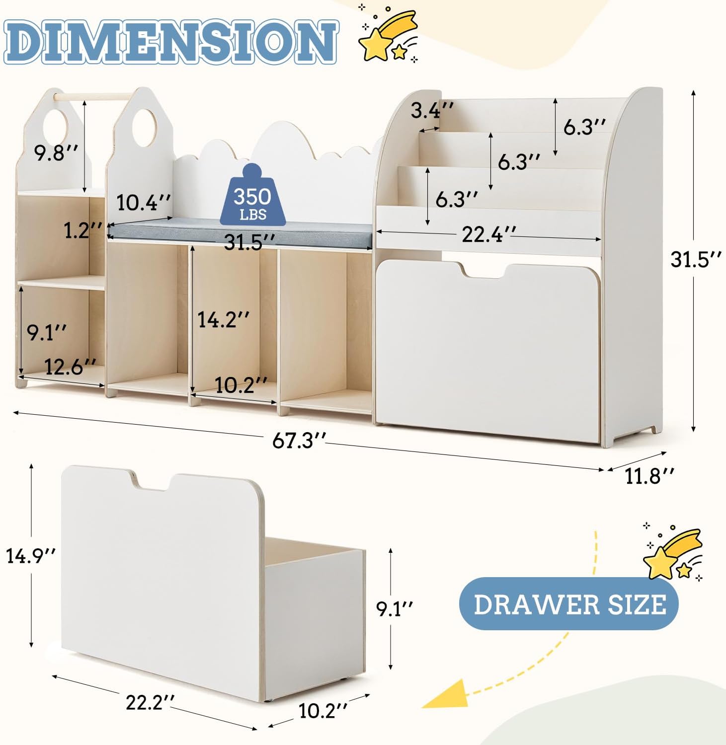 Kids Reading Nook With Bench C - Kids Toys Drawers ulasan dan harga